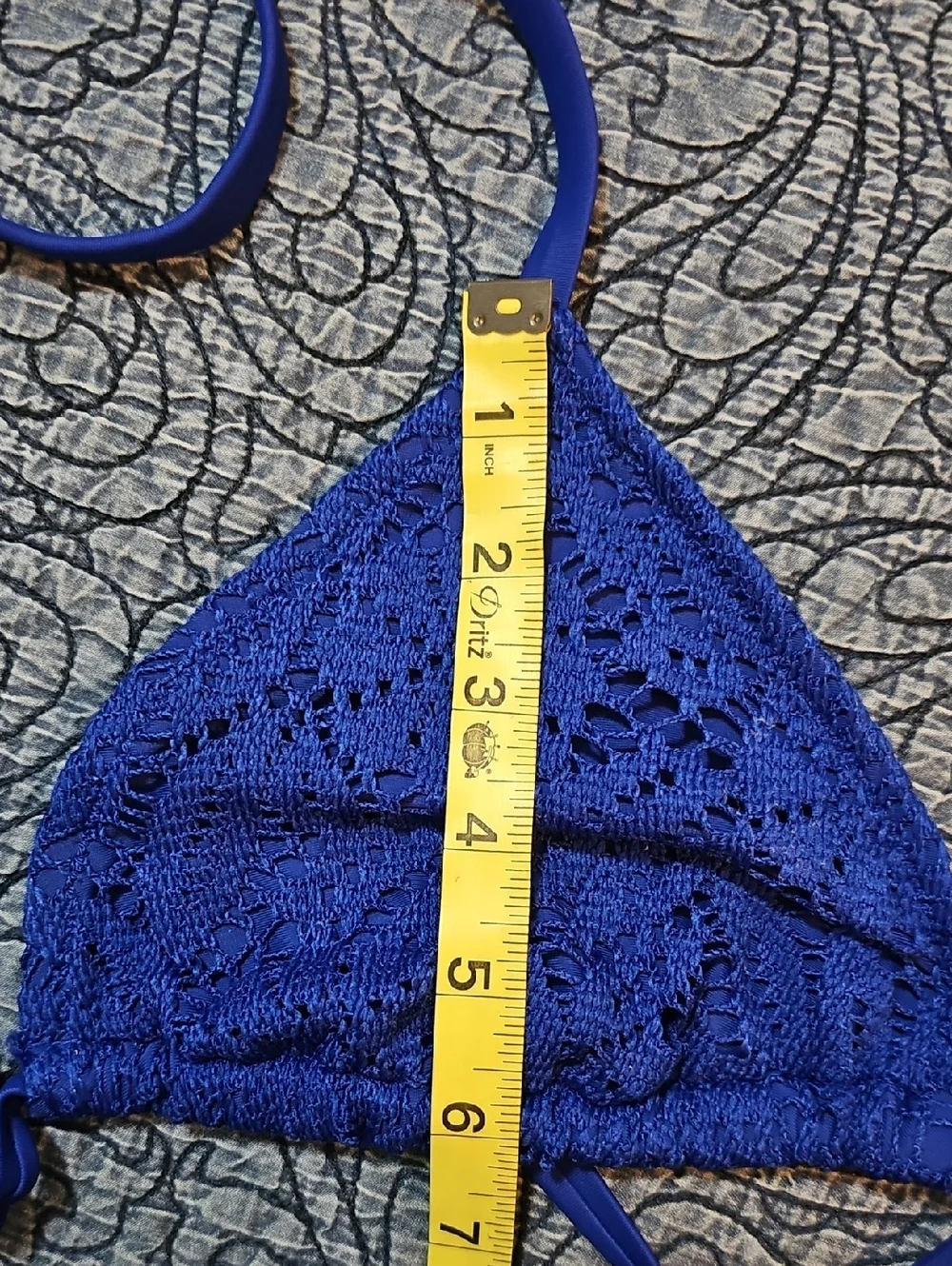 Aerie triangl swimwear Royal Blue Crochet Triangle Bikini Top